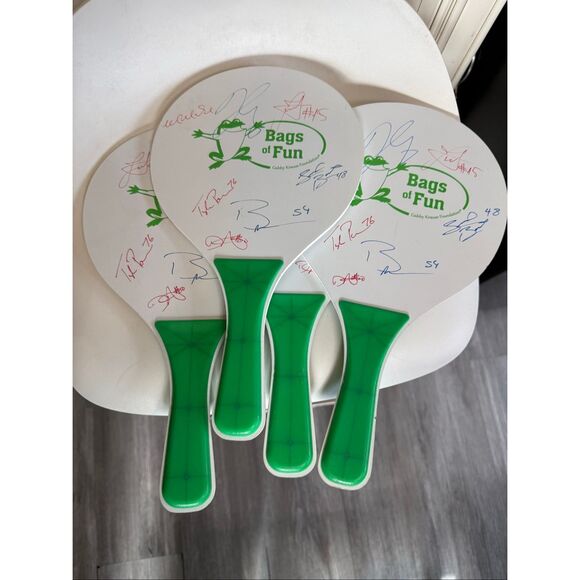 Lot Of 4 Wooden Beach Ball Paddles With Authentic NBA Autographs White Green OS - Picture 3 of 4